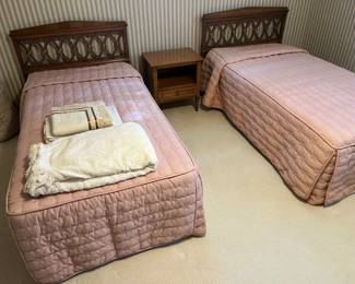 Matching mid-century Drexel walnut twin beds.