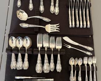 Large set of Towle sterling flatware, including many serving pieces.