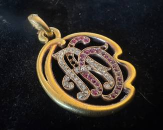 18K Gold "AH" Pendant