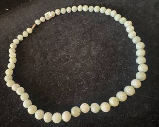 14K Gold Clasp with White Jade Beaded Necklace
