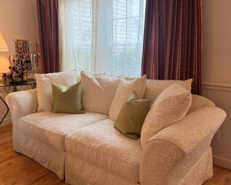 White Upholstered 2 Seat Sofa (42"D x 92"W x 32" Back Height)