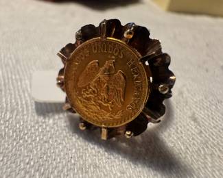 18K Gold Mexican Coin Ring