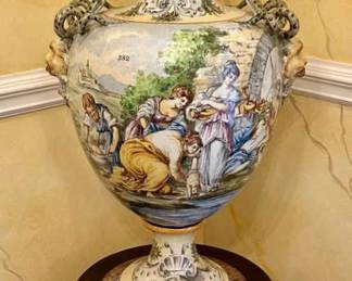 003 203 Italian Majolica DoubleHandle Urn