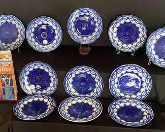 126 Flow Blue Chain Of States Plates