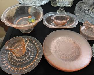 Pink depression glass dishes