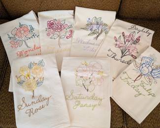 Days of the week dish towels - flowers