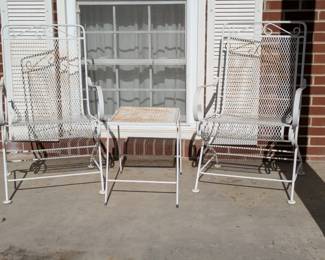 Wrought iron white outdoor furniture