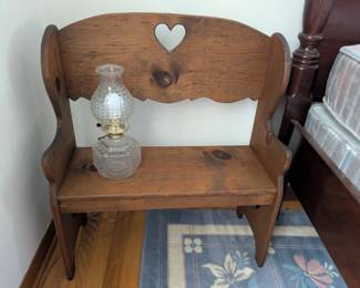 Wooden doll size heart bench