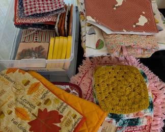Vintage hot plate carriers, pot holders etc