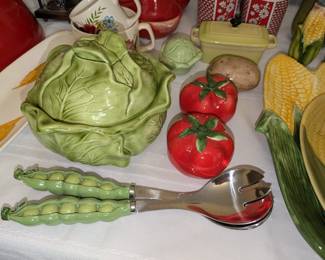 Vintage vegetable motif dishes