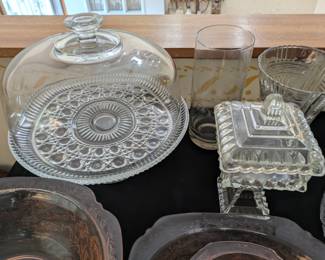 Glass footed Cake plate with dome