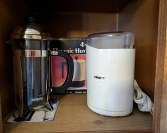 Coffee press, grinder etc