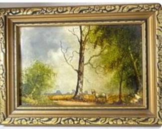 Robert J Hall miniature acrylic on board paintings. 