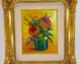 Vintage Still Life Floral Arrangement signed by artist 