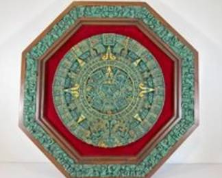 Aztec crushed malachite wall hanging