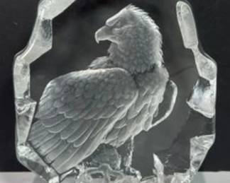 Bald Eagle Perched Crystal Sculpture,