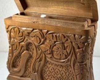 Carved Wood Elephant Smokes Holder