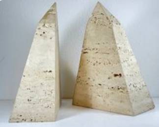 1970s Raymor of Italy Travertine Stone Bookends