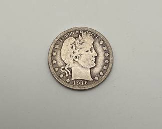 1916 D US Silver Barber 25c