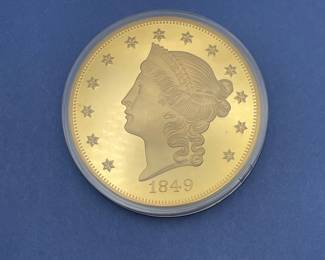 1849 24K Gold Layered Proof Liberty Head Double Eagle Replica.