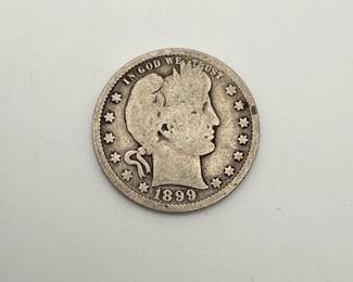 1899 US Barber Silver 25c