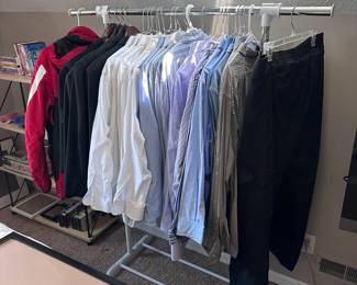Men's clothing, button down shirts, suits, jackets