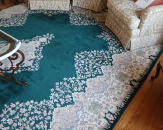 Blue  wool rug         10  x   14