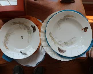10  vintage  Haviland  china  soup  plates     Meadow  Vistas   butterflies/grasses  