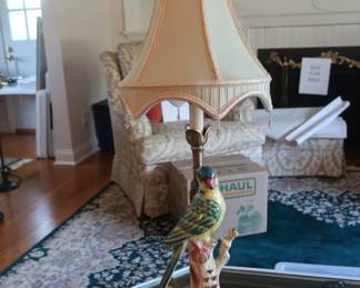 Vintage  porcelain parrot table lamp