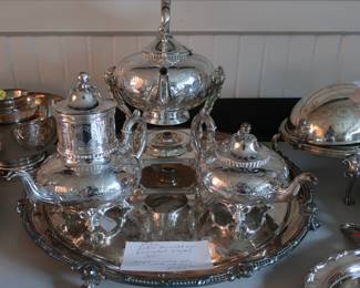 Antique   John  Sherwood-  Birmingham   England  tea  set.  (  tray  is included)