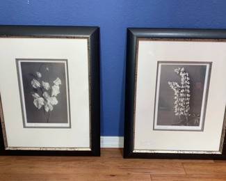 Black white floral art