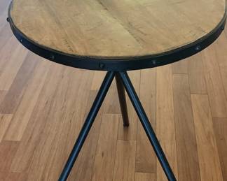 wood metal side table side view