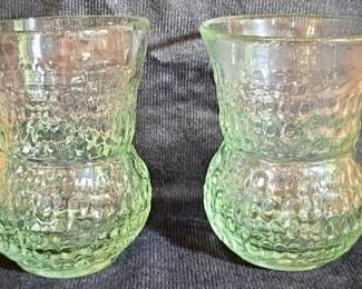 Vintage Dimpled Green Glasses 