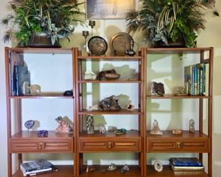 Wooden Display Shelf with Cabinetry