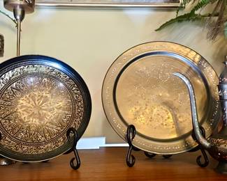 Middle Eastern Brass Trays and Ewer