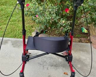 Red Walker Rollator with Seat