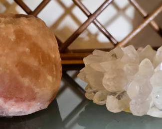 Himalayan salt stone and Clear Quartz Cluster