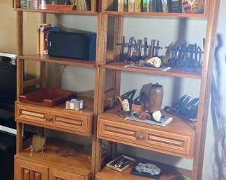 Vintage Wooden Display Cabinet with Pipe Collection
