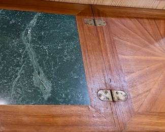 Vintage Wooden Cabinet with Marble Inlay 
