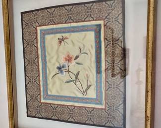 Framed Silk Embroidery Panel