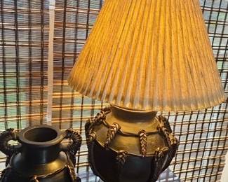 Vintage Table Lamp with Pleated Shade 