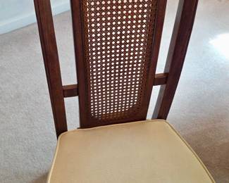 Dining Set with Glass Top Table and Cane Back Chairs 