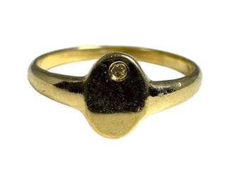 14K Yellow Gold Diamond Signet Ring