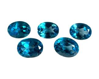 11.85 CTTW 5 Genuine Oval Swiss Blue Topaz Gemstones