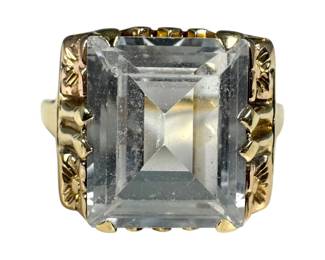 10K Yellow Gold White Topaz Ring