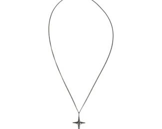 14kt White Gold Diamond Cross Necklace