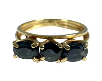 14K Yellow Gold Blue Sapphire Ring