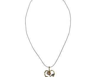14kt Tri Gold Rose Heart Necklace