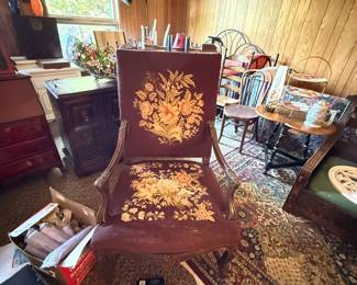 Vintage needlepoint Highback