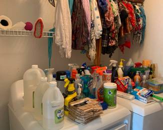 Cleaners and a huge assortment of scarves 